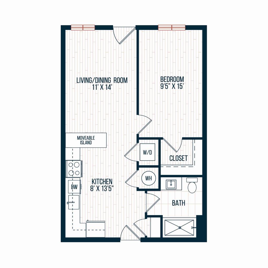 Capitol Rose Luxury Apartments in Washington, DC A2 D Floor Plan